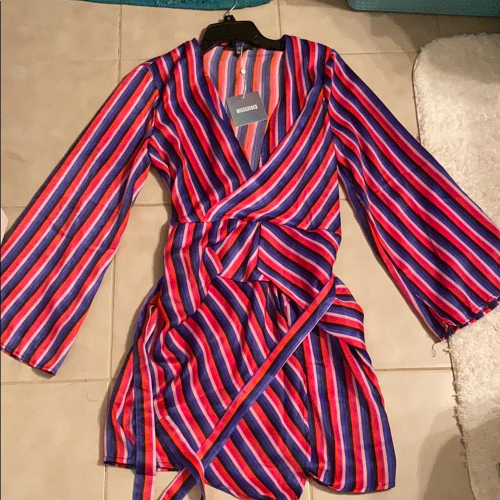 Missguided Satin Kimono Shirt Dress